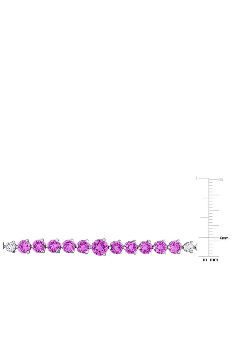 Lab Created Pink Sapphire & White Sapphire Tennis Bracelet, Alternate, color, PINK