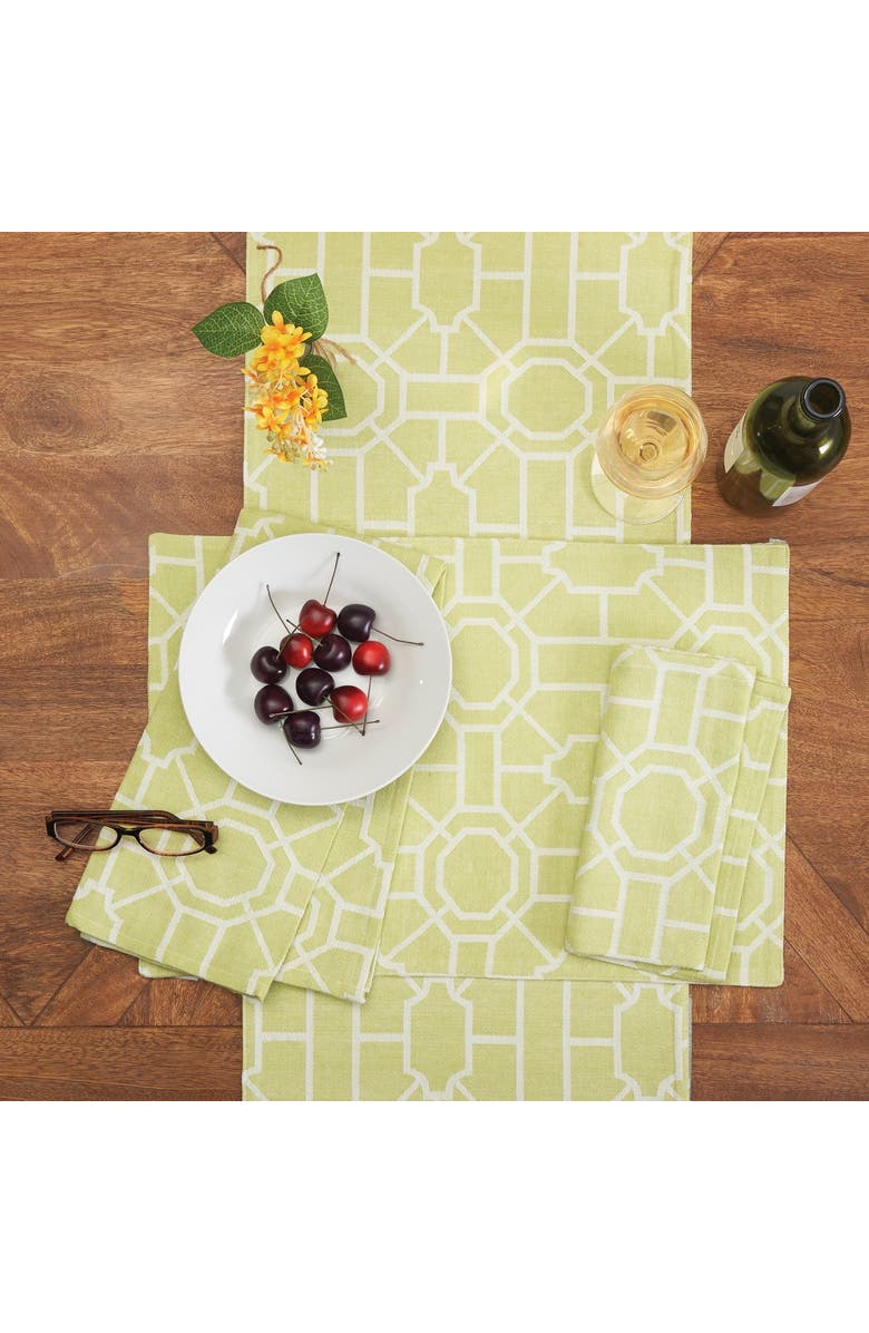 C&F Home Trellis Woven Table Runner, Alternate, color, Green