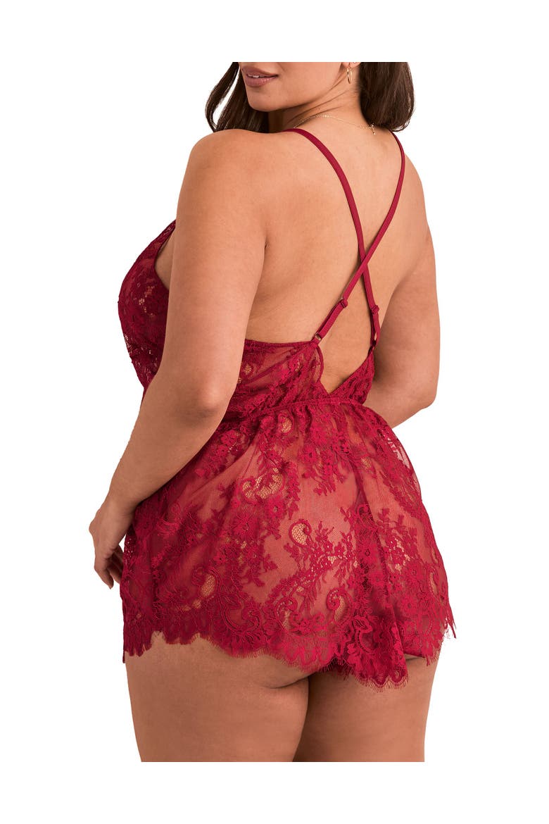 Jasmin Romper Lingerie, Alternate, color, Dark red