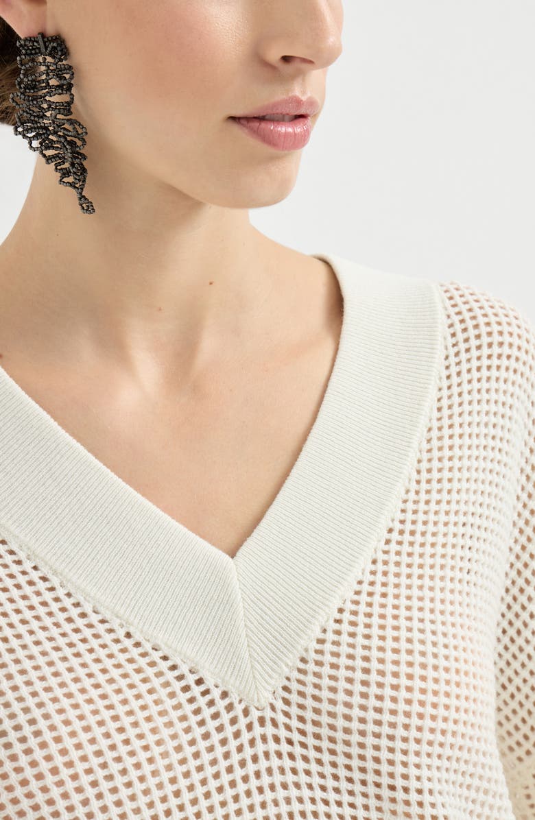 Brunello Cucinelli Cashmere net sweater, Alternate, color, Panama