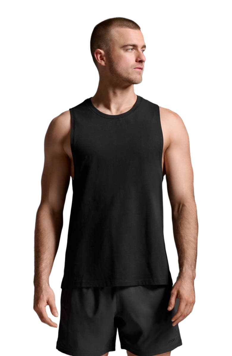 2XU Motion Cotton Flex Tank, Alternate, color, Black/Black