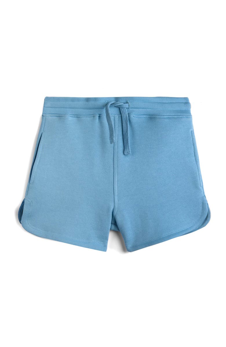 Mightly Organic Cotton Drawstring Track Shorts, Main, color, Chambray