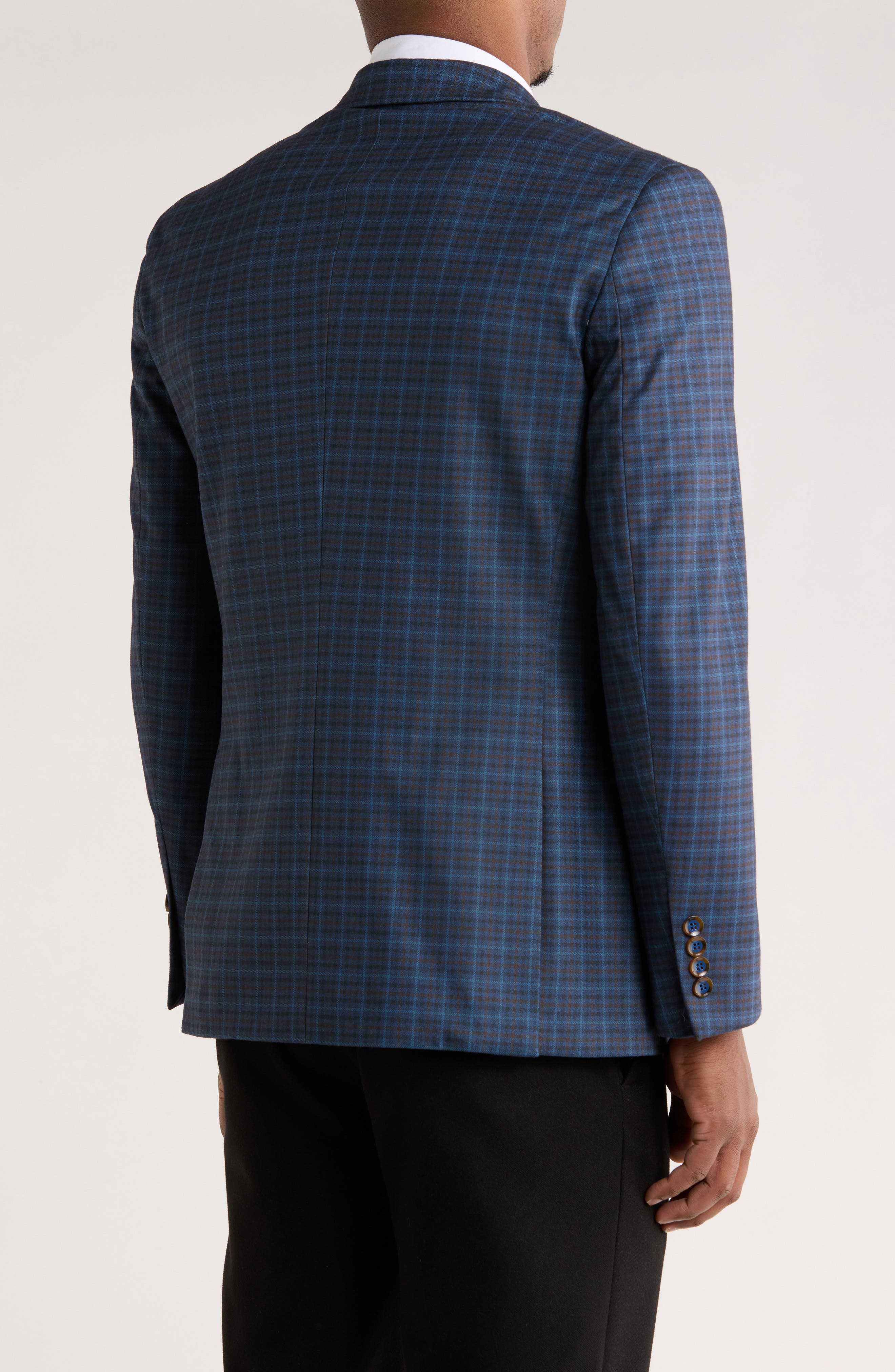 Slim Fit Plaid Stretch Knit Blazer - image 2