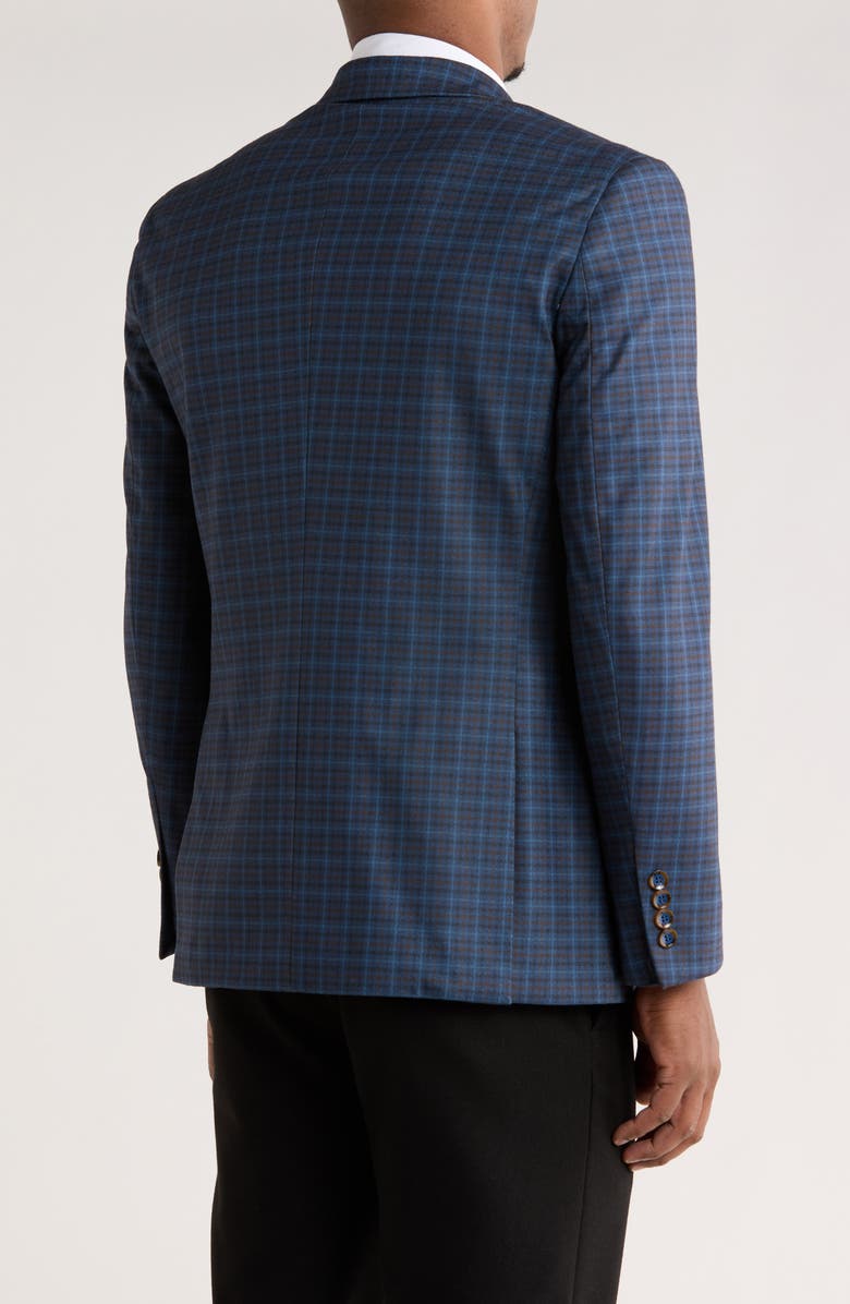 Duchamp Slim Fit Plaid Stretch Knit Blazer, Alternate, color, Navy
