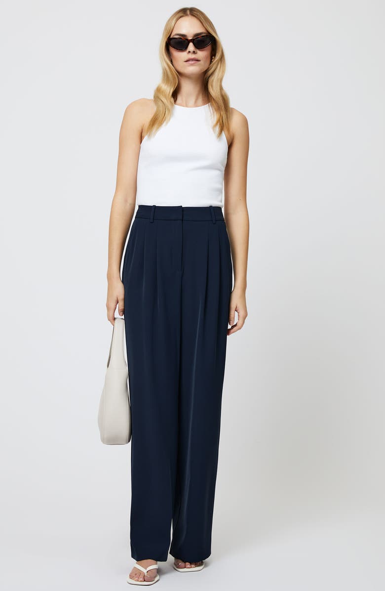 French Connection Harrie Wide Leg Suiting Pants, Alternate, color, Marine