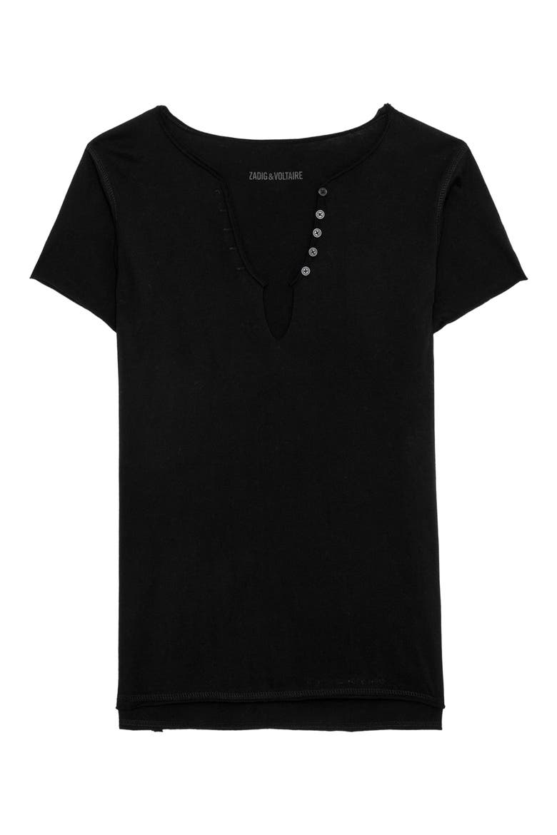 Tuni Wings Strass Embellished Keyhole Cotton Graphic T-Shirt, Alternate, color, NOIR