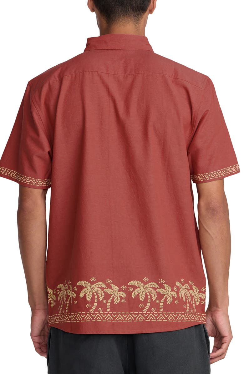 RVCA Talum Short Sleeve Button-Up Shirt, Alternate, color, Dusty Red