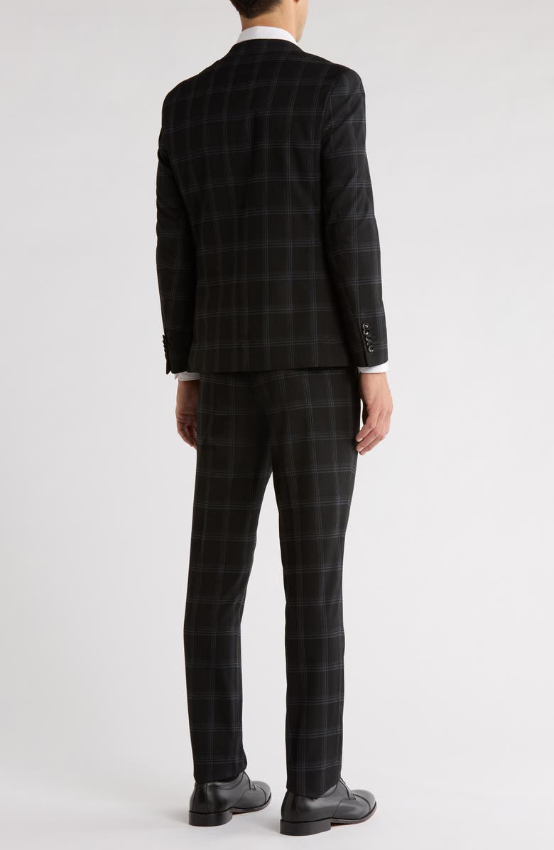 SOUL OF LONDON Fancy Plaid Two Button Slim Fit Suit, Alternate, color, Black