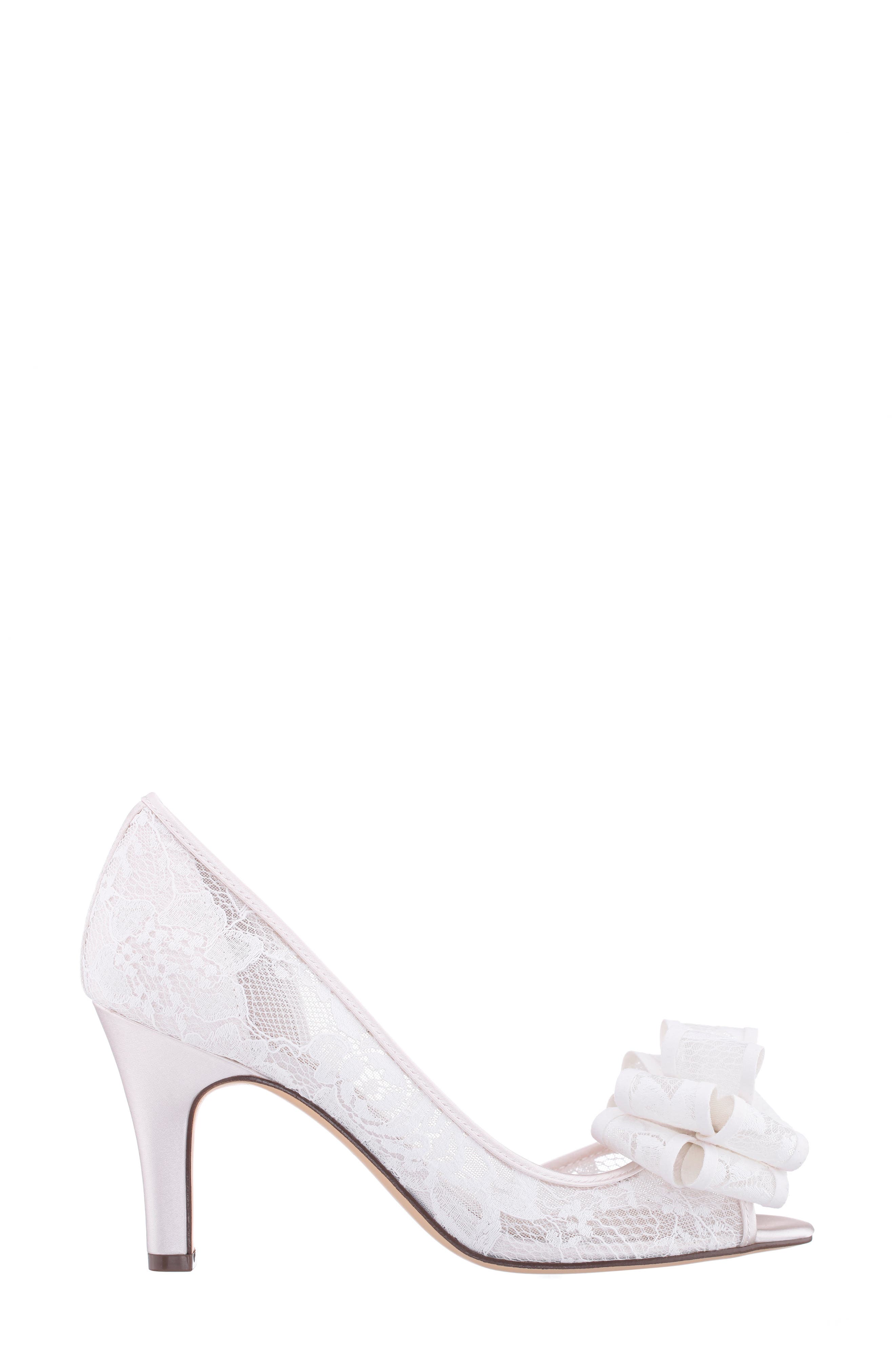 Nina Floyda Lace Bow Peep Toe Pump, Alternate, color, Ivory