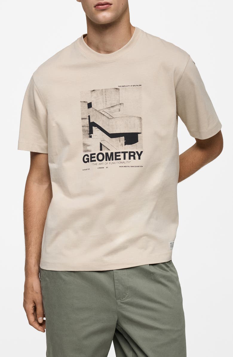 MANGO Cotton Graphic T-Shirt, Main, color, Light Beige