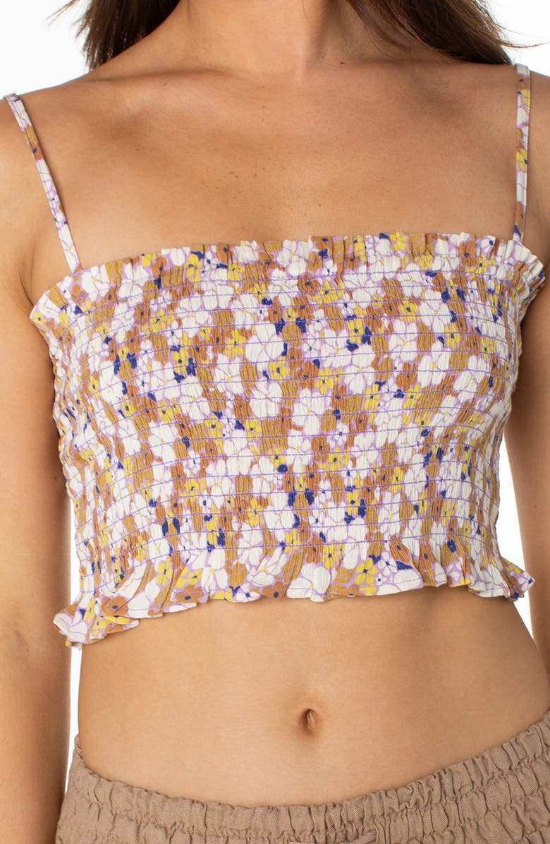 Roxy Hello Sunshine Floral Smocked Crop Top, Alternate, color, 