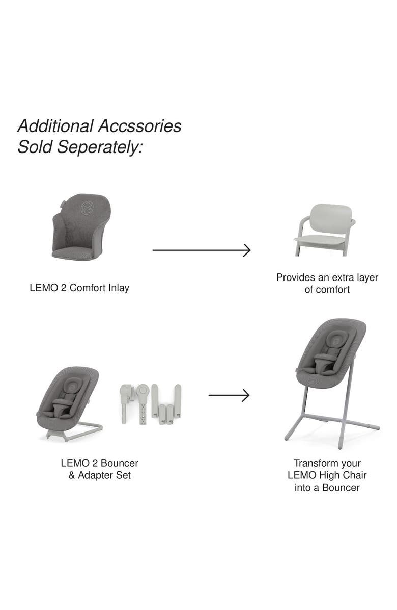 CYBEX LEMO 3-in-1 High Chair with Baby Set & Tray, Alternate, color, Suede Grey