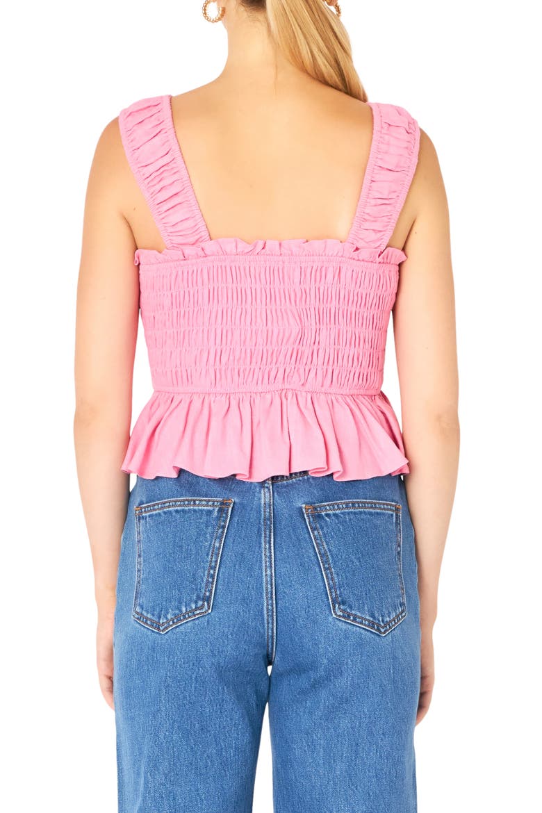 Bow Smocked Top, Alternate, color, PINK