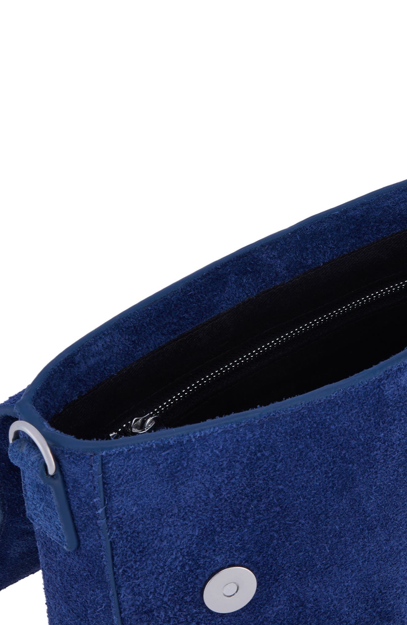 Slouchy Suede Flap Crossbody Bag, Alternate, color, WATER