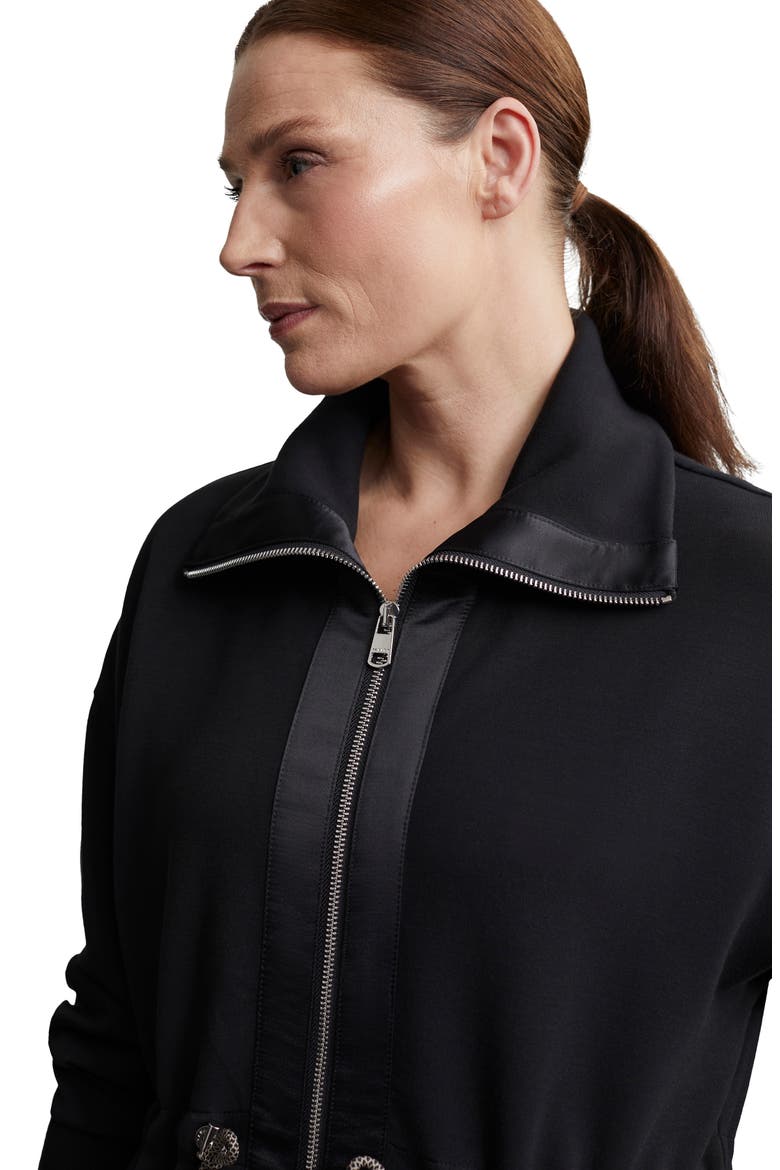 Ridgefield Long Sweatshirt Jacket, Alternate, color, BLACK