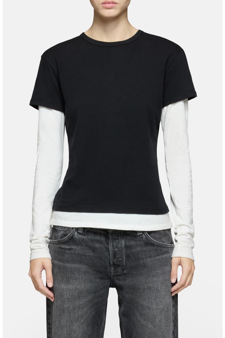 Rory Layered Long Sleeve T-Shirt, Main, color, BLACK AND WHITE