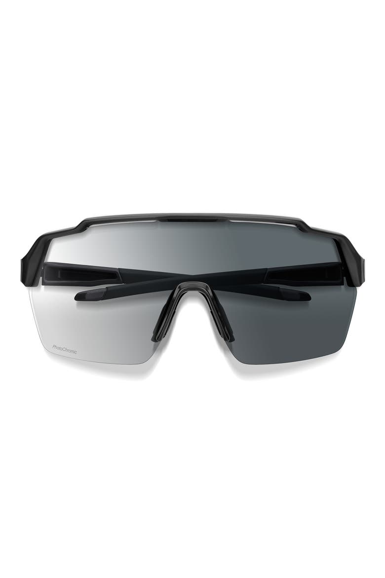 Shift Split MAG™ 142mm Shield Sunglasses, Main, color, BLACK / CLEAR TO GRAY