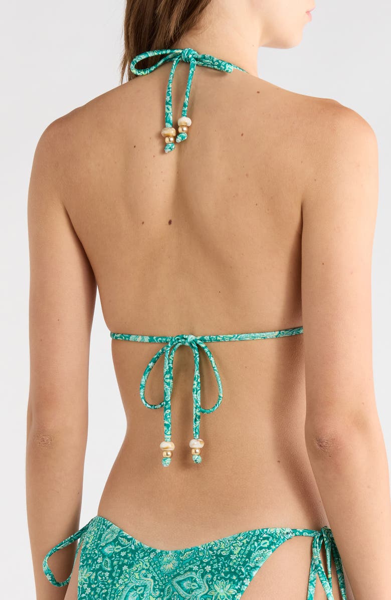 Kulani Kinis Ring Halter Bikini Top, Alternate, color, Emerald Aura
