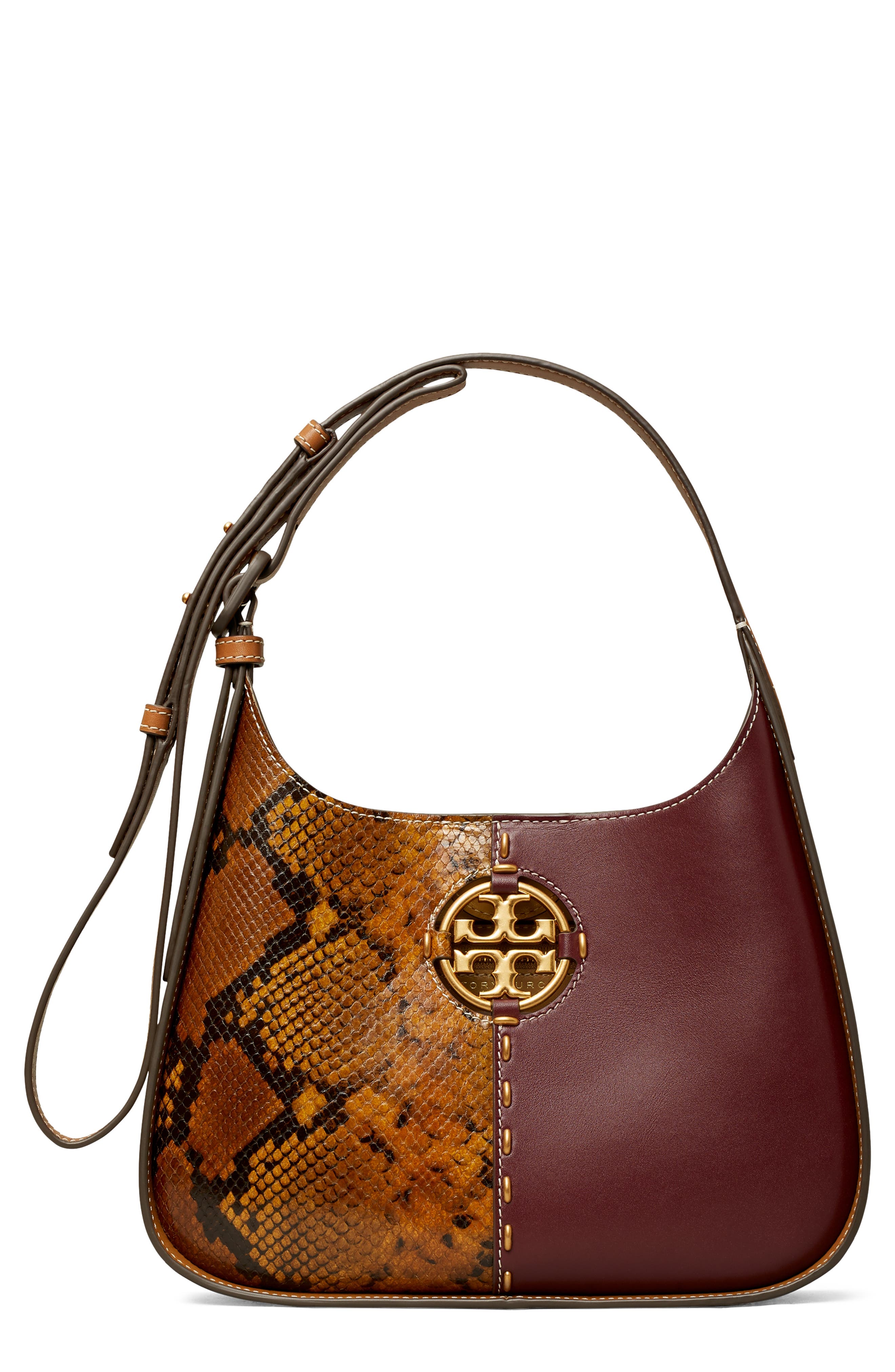 Tory Burch Small Snakeskin Print Leather Shoulder Bag, Main, color, 