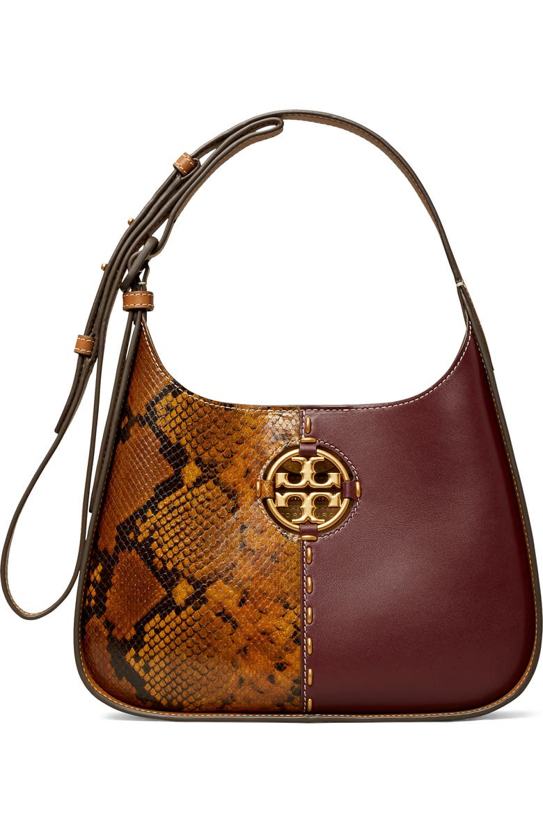 Tory Burch Small Snakeskin Print Leather Shoulder Bag, Main, color,