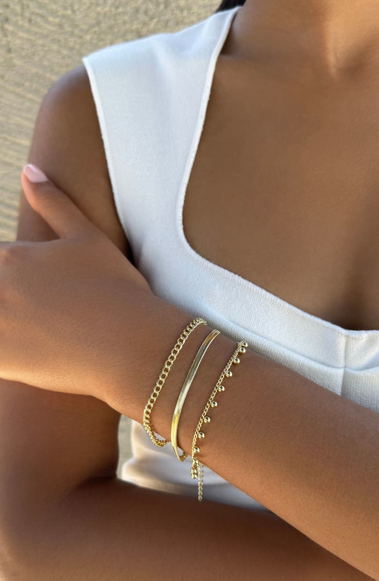 Adornia Set of 3 Assorted Chain Bracelets, Alternate, color, Gold