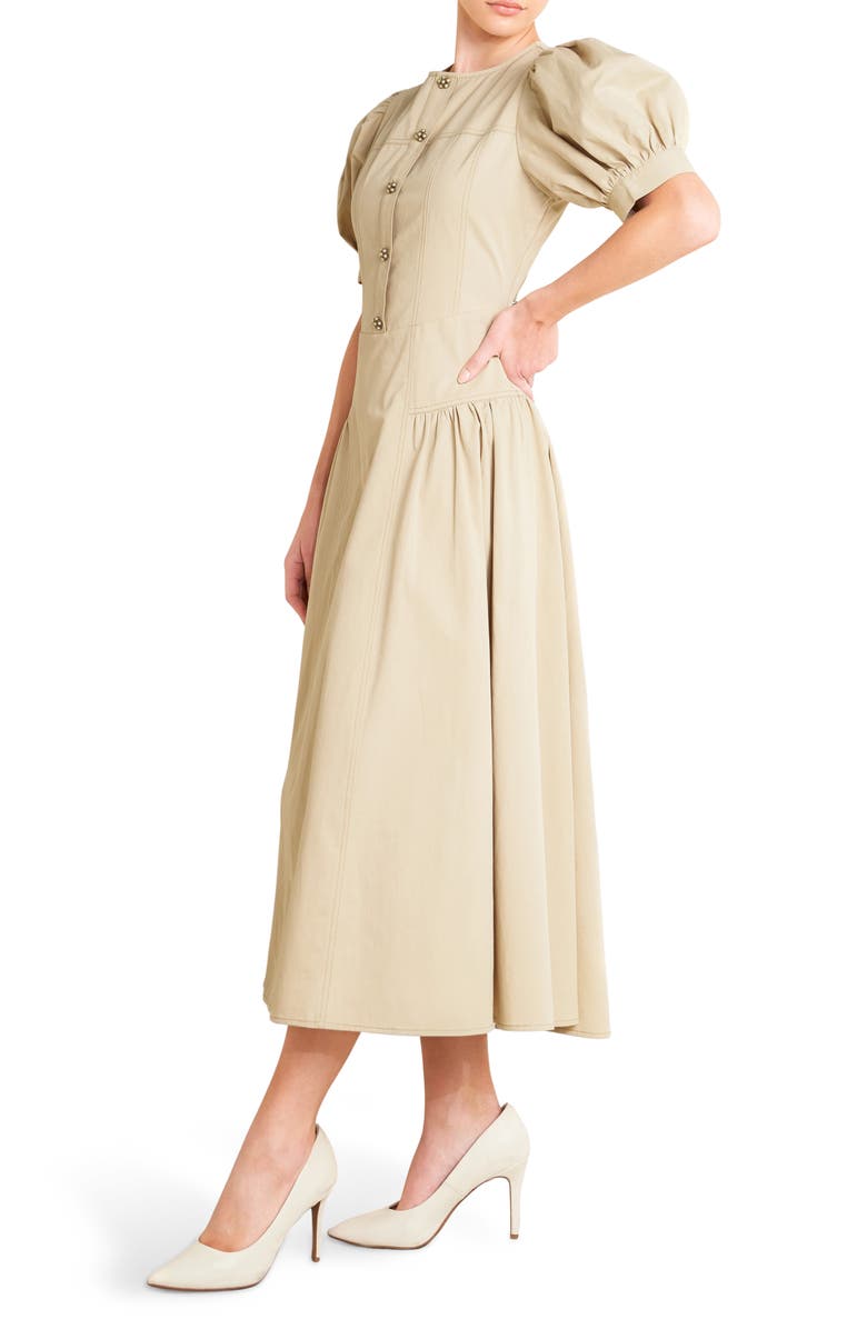 FREEMARKET Solid Midi Dress, Alternate, color, Khaki