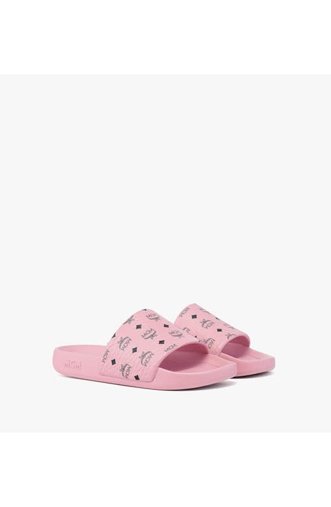 Women's Monogram Print Rubber Slides