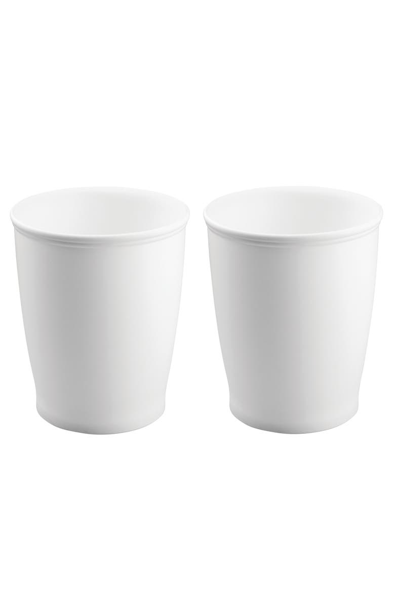 Kent Small Round Plastic Trash Can, 1.6 Gallon, 2-Pack, White, Main, color, White