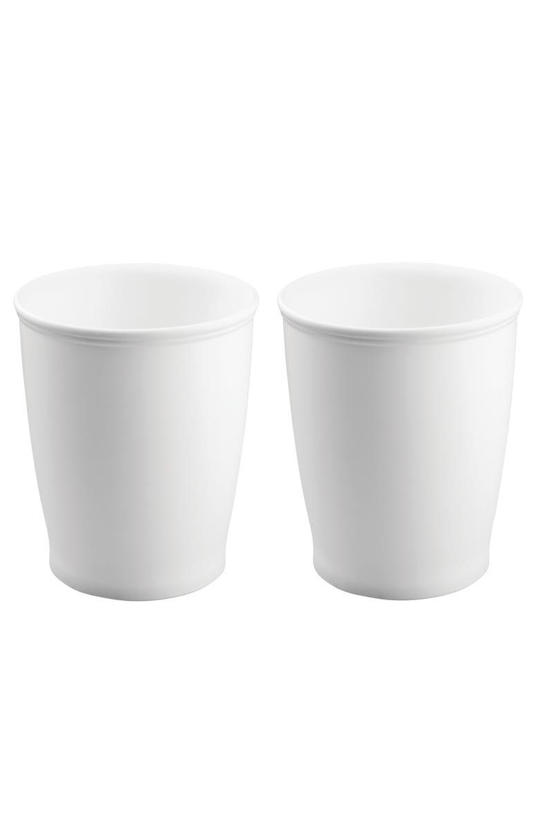 iDesign Kent Small Round Plastic Trash Can, 1.6 Gallon, 2-Pack, White, Main, color, White