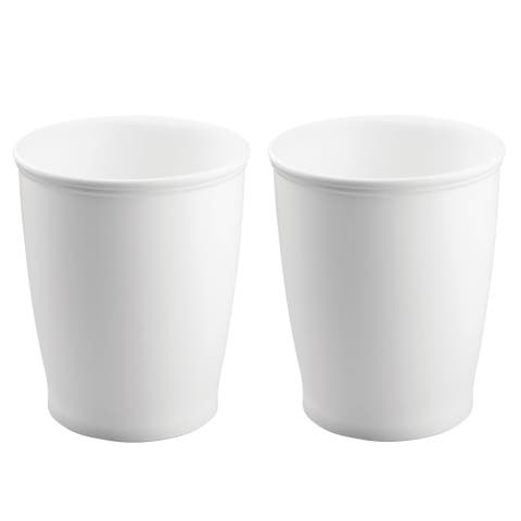 Kent Small Round Plastic Trash Can, 1.6 Gallon, 2-Pack, White