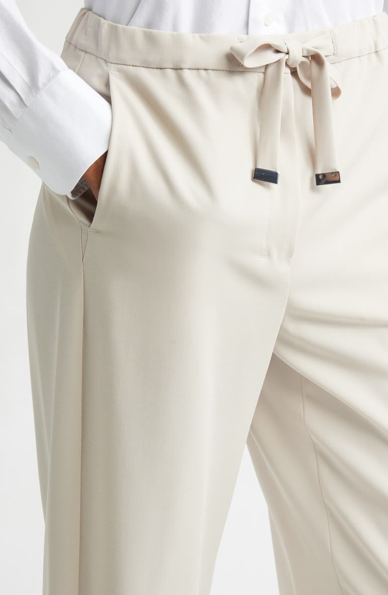 Max Mara Argenta Drawstring Virgin Wool Ankle Pants, Alternate, color, Natural