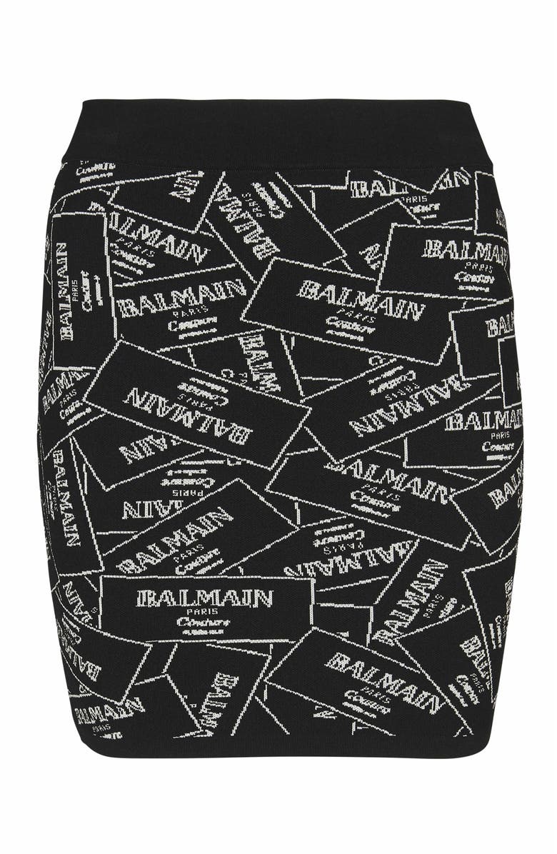 Balmain Short Skirt In Balmain Label Jacquard Knit, Main, color, 