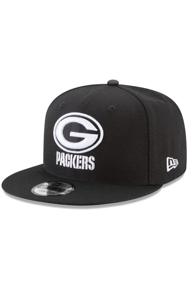 New Era Men's New Era Black Green Bay Packers B-Dub 9FIFTY Adjustable Hat, Main, color, Black