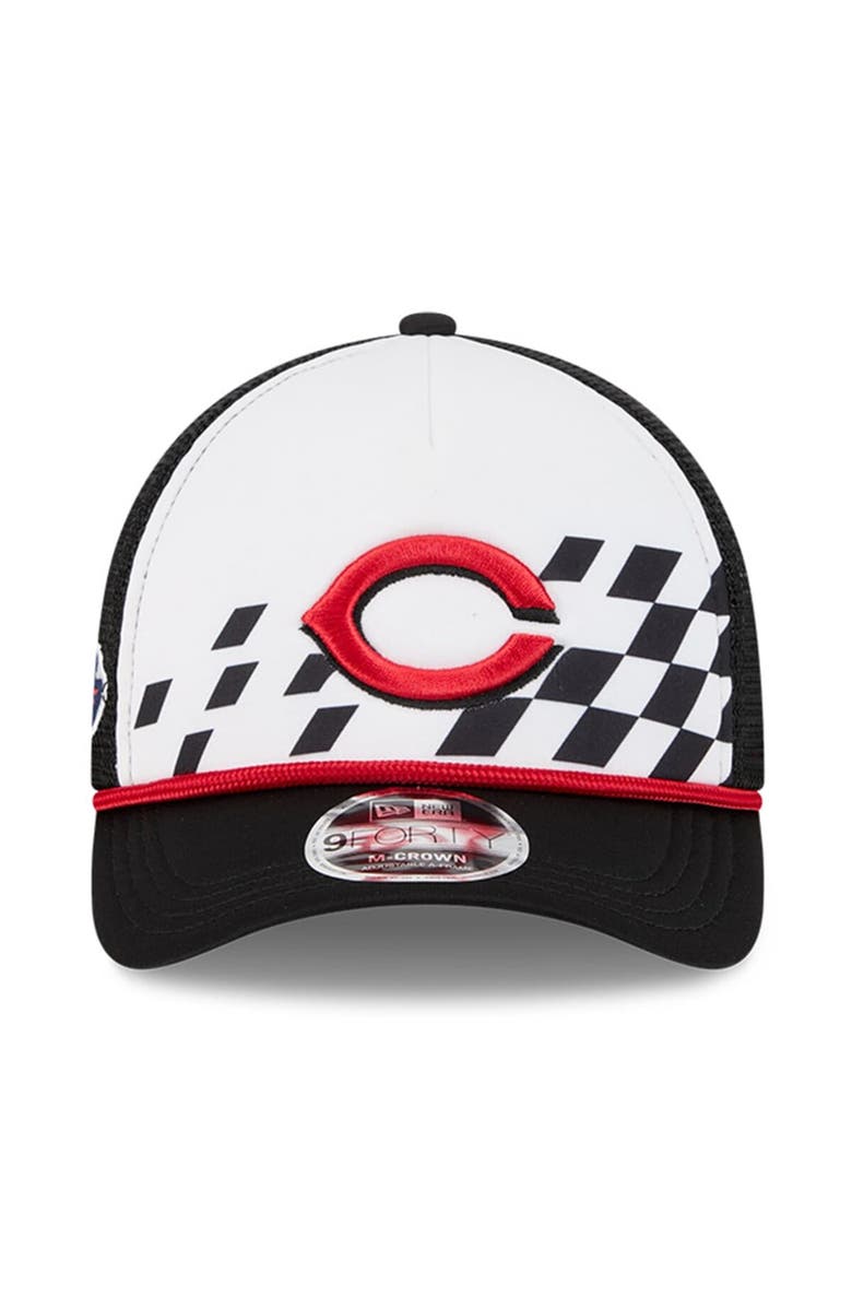 New Era Men's New Era White/Black Cincinnati Reds 2025 MLB Speedway Classic Fashion Pack A-Frame 9FORTY Adjustable Hat, Alternate, color,
