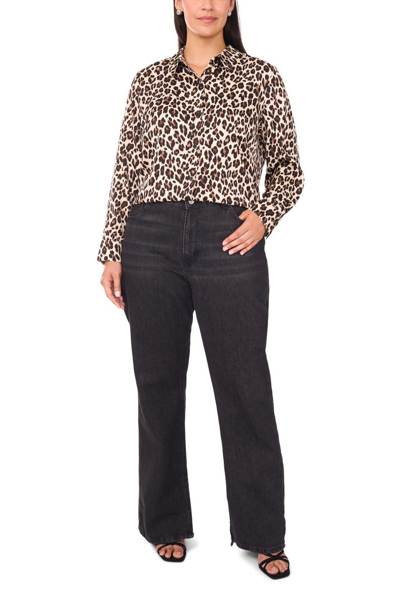 Long Sleeve Button-Down Shirt, Alternate, color, RICH BLACK PRINT