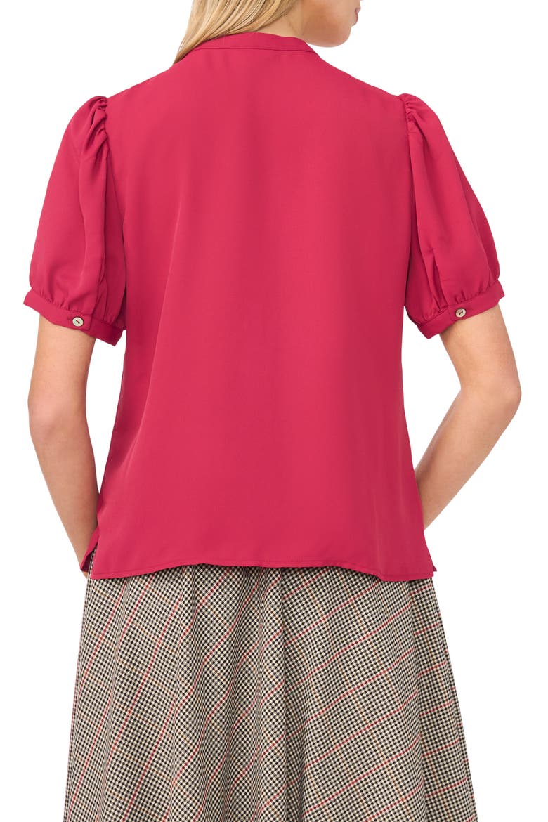 Puff Sleeve Button-Up Top, Alternate, color, DEEP CHERRY