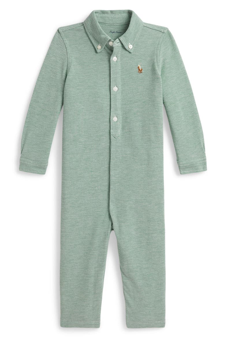 Kids' Oxford Cotton Mesh Jumpsuit, Main, color, FAIRWAY GREEN
