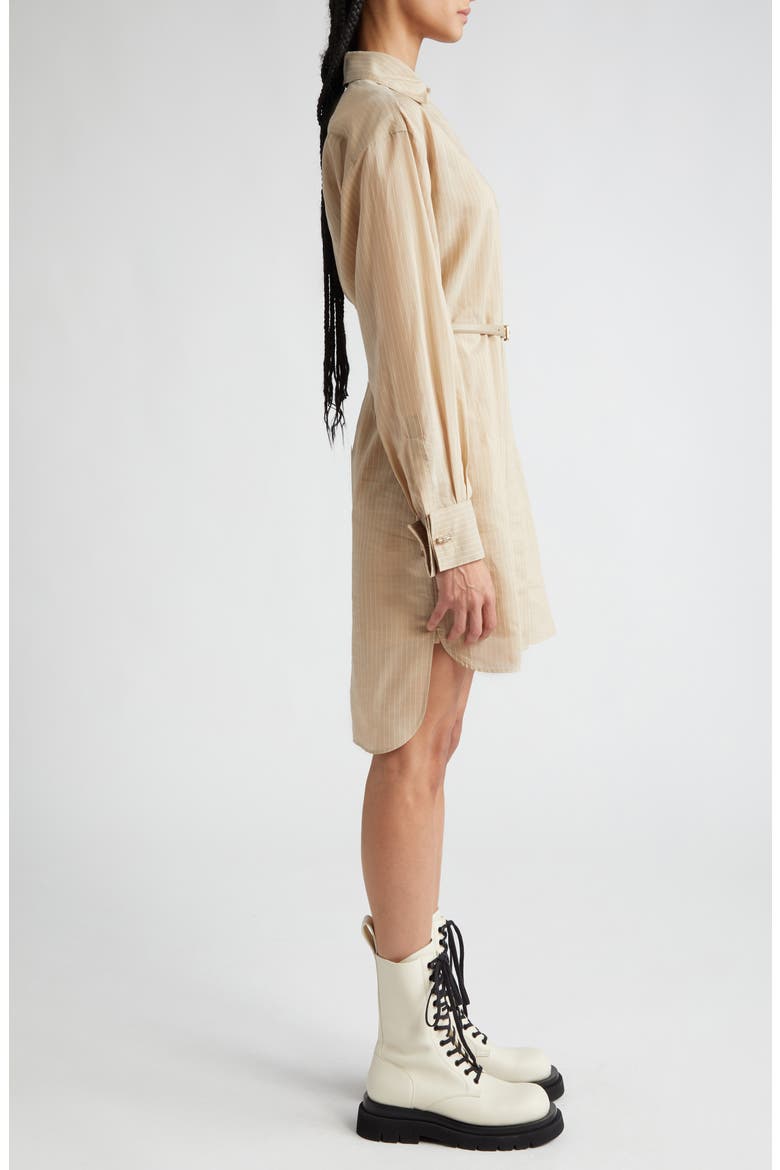 Brioso Pinstripe Cotton & Silk Shirtdress, Alternate, color, BEIGE