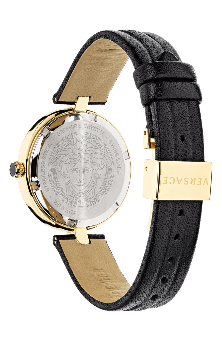 Versace Virtus Infinity Leather Strap Watch, 34mm, Alternate, color, 