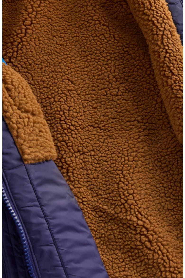 Kids' Reversible Fleece Hooded Jacket, Alternate, color, BROWN/ COLLEGE NAVY