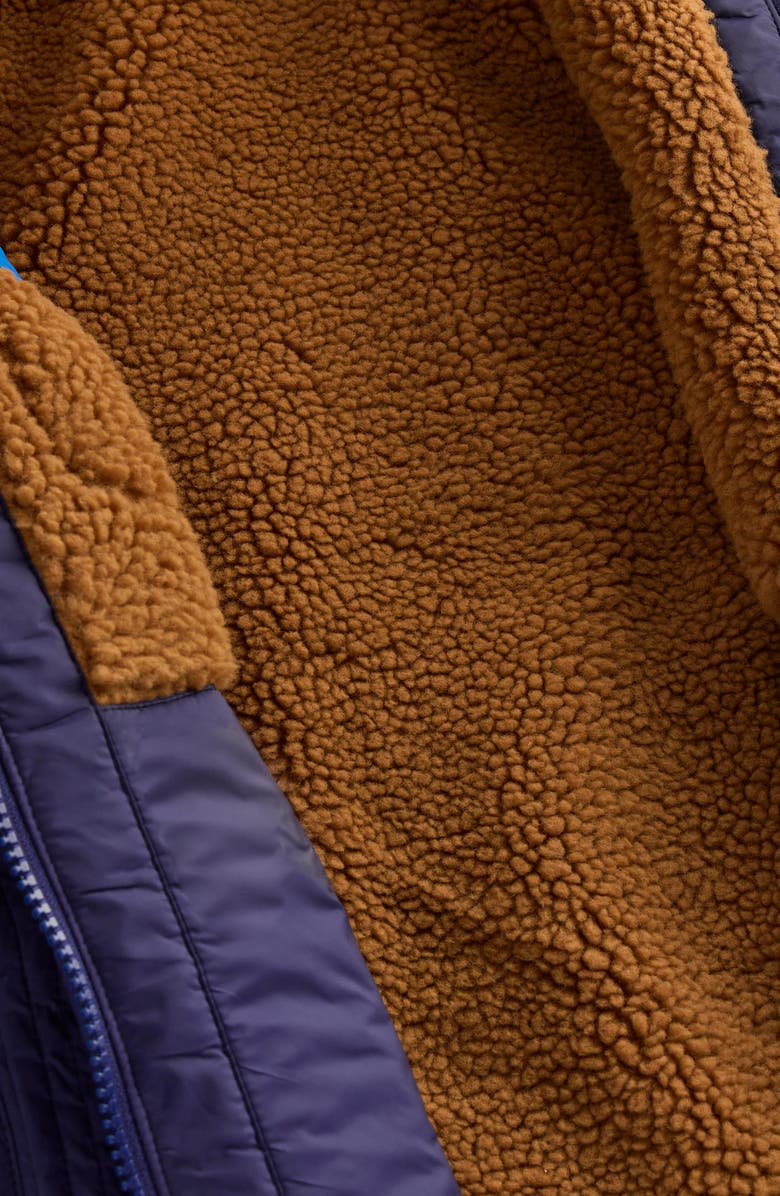 Boden Kids' Reversible Fleece Hooded Jacket, Alternate, color, Brown/ College Navy