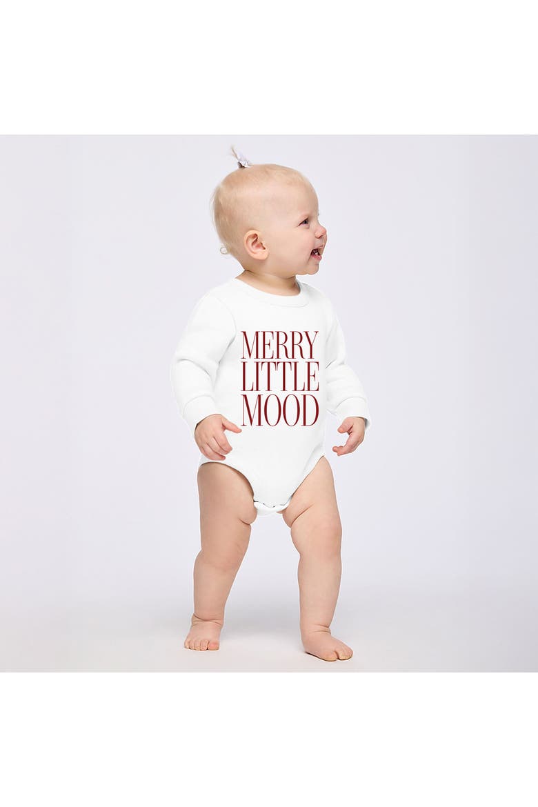 Merry Little Mood Stacked Fleece BodySuit Baby, Main, color, White