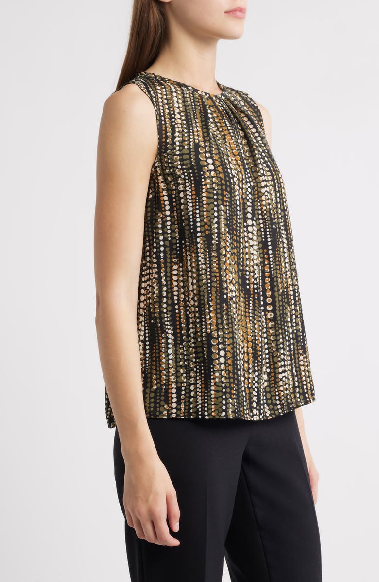 Anne Klein Dot Print Pleat Neck Sleeveless Top, Alternate, color, 