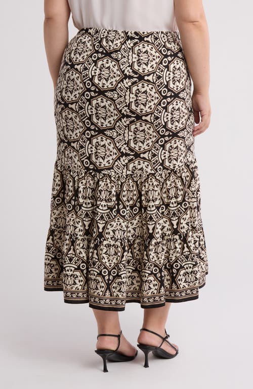 Max Studio Tiered Maxi Skirt In Brown