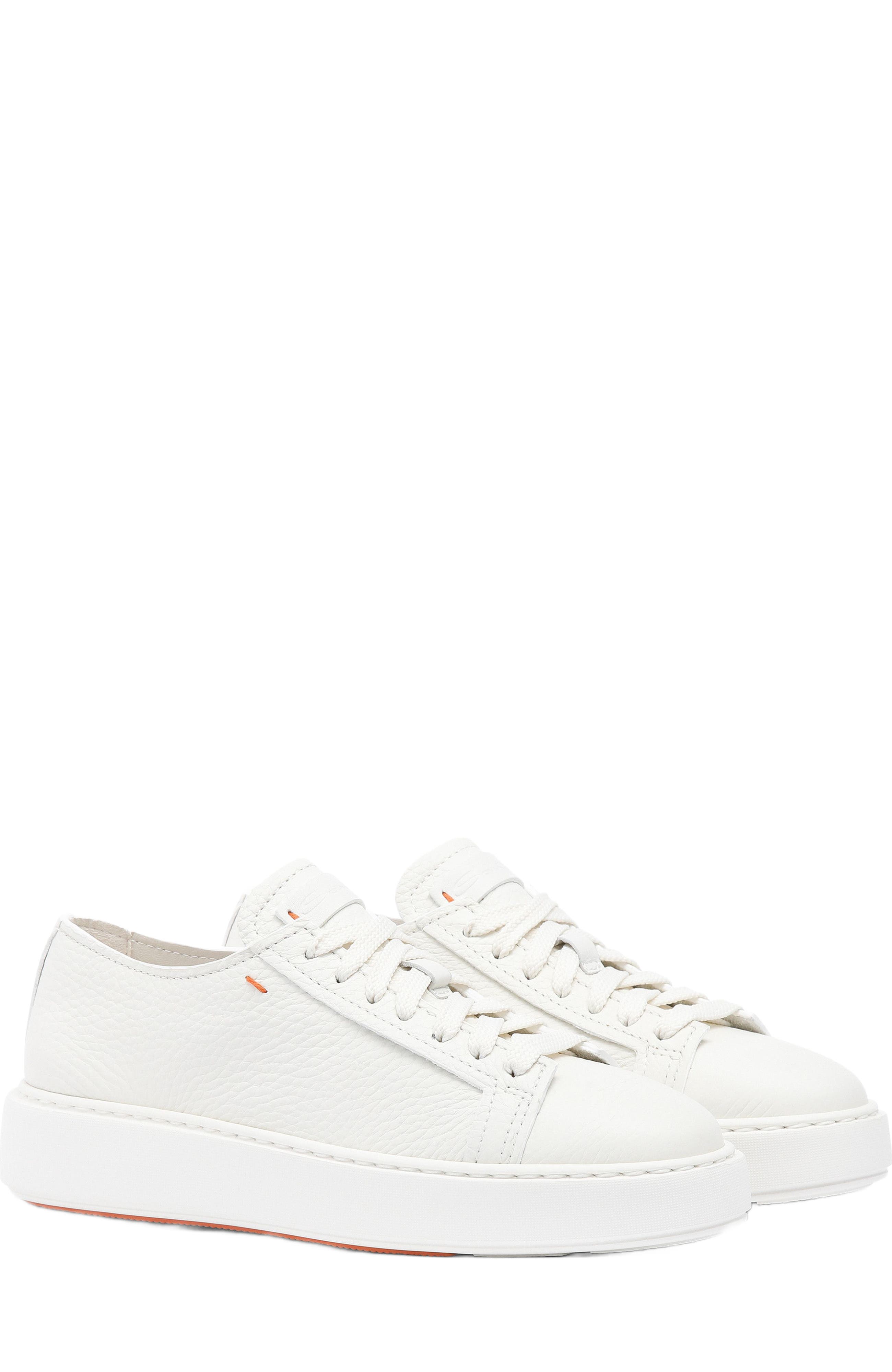 Santoni Women's tumbled leather sneaker, Alternate, color, White