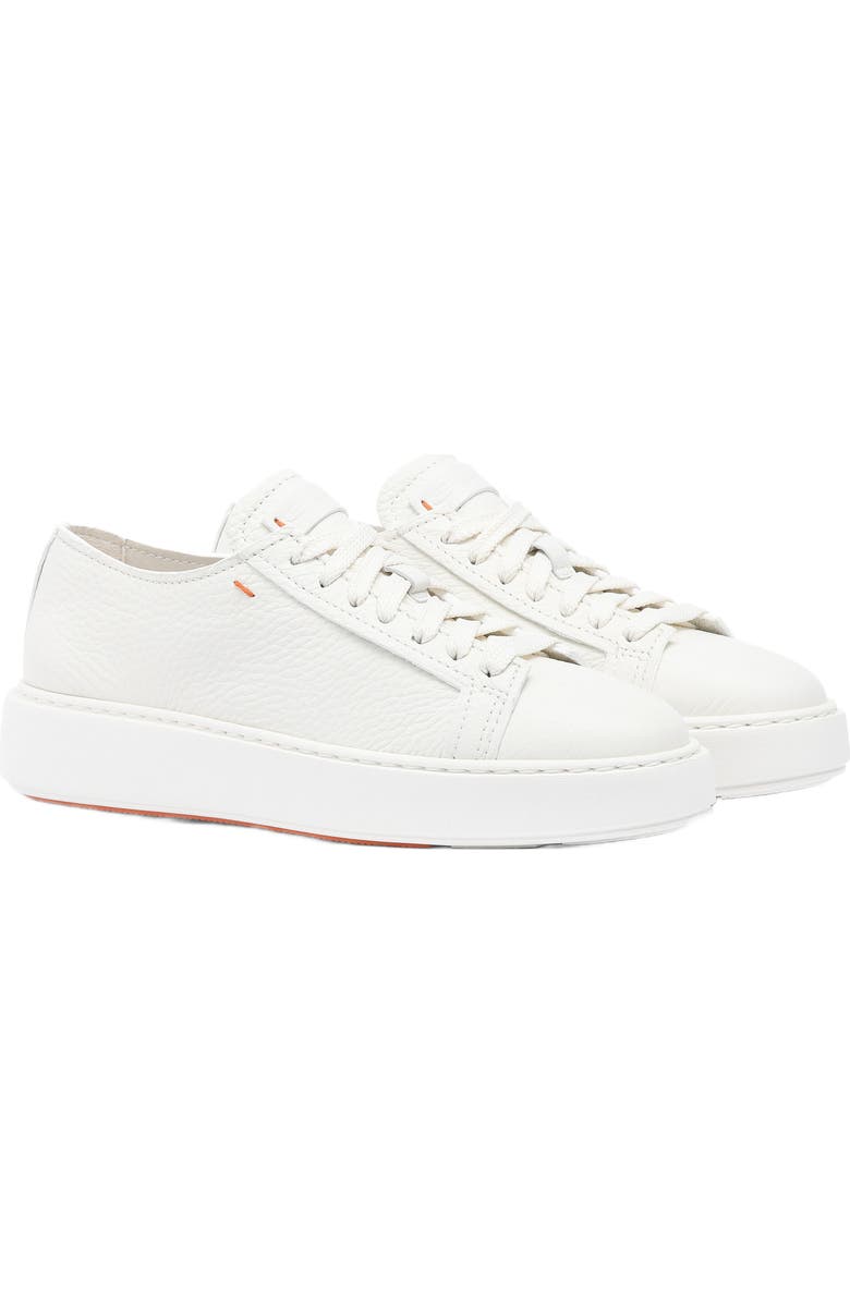 Santoni Women's tumbled leather sneaker, Alternate, color, White