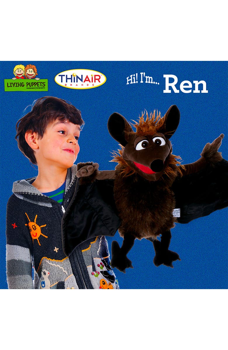 Living Puppets Ren The Flying Bat 26" Plush Hand Puppet, Alternate, color, Brown