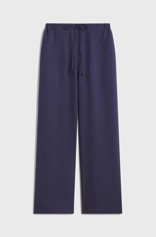 Almina Concept Front Tie Linen Pants In Navy