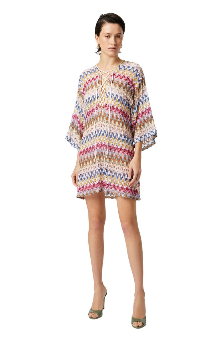 Missoni Short Cover-up Caftan In Lamé Viscose Lace, Main, color, Multicoloured 2