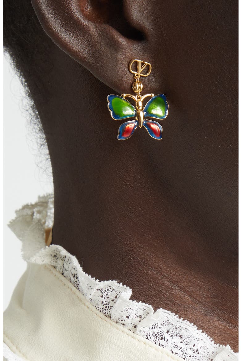 Enamel Butterfly Earrings, Alternate, color, GOLD
